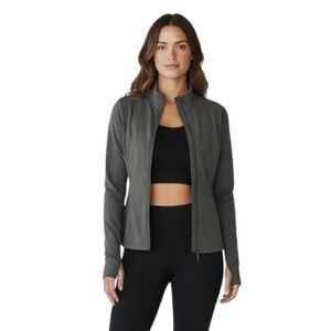 ROOTS active grey athletic/ yoga/ pilates slim fit full zip jacket in medium